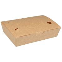 Takeaway boks, ABENA, 20x14x5cm, 1400 ml, brun, pap, med hængslet låg, udstandsning i bunden, stor