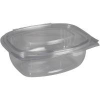 Salatbæger, ABENA Cater-Line, 15,5x13x5,5cm, 500 ml, klar, PET/RPET, 80 % RPET + 20 % PET, med hængslet låg, rektangulær