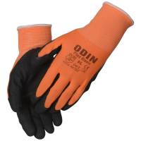 Fingerdyppet nitrilhandske, ODIN Basic, 8/M, orange, nitril/polyester