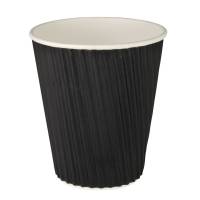 Kaffebæger, ABENA Gastro, 9cm, Ø8cm, 24 cl, sort, pap/PE, 8 oz, ripple wall