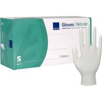 Unders&oslash;gelseshandske, ABENA Classic, S, hvid, nitril, pudderfri