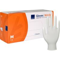 Unders&oslash;gelseshandske, ABENA Classic, M, hvid, nitril, pudderfri