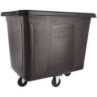 Affaldscontainer, Rubbermaid Cube Truck, sort, 600 l, med 4 hjul, uden låg *Denne vare tages ikke retur*