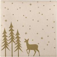 Middagsserviet, Golden Winter, 3-lags, 1/4 fold, 40x40cm, beige, genanvendt papir