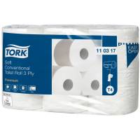 Toiletpapir, Tork T4 Premium, 3-lags, 34,7m x 9,9cm , Ø12cm, hvid, blandingsfibre