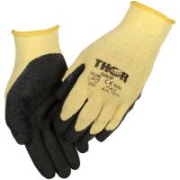 Fingerdyppet latexhandske, THOR Grip, 6, gul, latex/polyester, ribkant