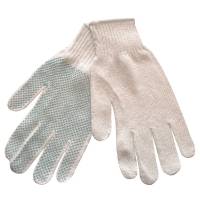 Polyesterhandske, 7, hvid, polyester, med dotter