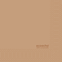 Kaffeserviet, Duni Ecoecho, 2-lags, 1/4 fold, 24x24cm, brun, nyfiber *Denne vare tages ikke retur*