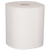 Håndklæderulle, ABENA Care-Ness Excellent, 2-lags, 140m x 20,3cm , Ø19cm, hvid, 100% nyfiber
