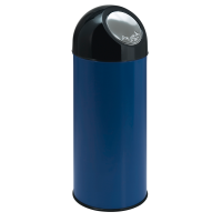 Affaldsspand, blå, metal/plast, 55 l, med sort push låg og inderspand i metal *Denne vare tages ikke retur*