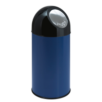 Affaldsspand, blå, metal/plast, 40 l, med sort push låg og inderspand i metal *Denne vare tages ikke retur*