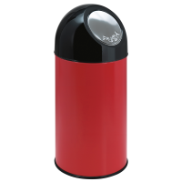 Affaldsspand, rød, metal/plast, 40 l, med sort push låg og inderspand i metal *Denne vare tages ikke retur*