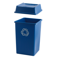 Affaldsspand, Rubbermaid, blå, PE, 132 l, rektangulær, med påtrykt genanvendelses tegn, til kildesortering og tungt affald *Denne vare tages ikke retur*