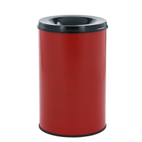 Brandhæmmende affaldsspand, rød, metal, 30 l, med sort låg, brandsikker *Denne vare tages ikke retur*