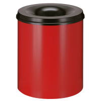 Brandhæmmende affaldsspand, rød, metal, 80 l, med sort låg, brandsikker *Denne vare tages ikke retur*