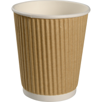 Kaffebæger, 9cm, Ø8cm, 24 cl, 28 cl, brun, pap/PE, 8 oz, ripple wall light