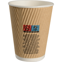 Kaffebæger, 11cm, Ø9cm, 36 cl, 40 cl, brun, pap/PE, 12 oz, ripple wall light