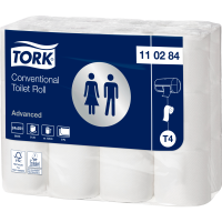 Toiletpapir, Tork T4 Advanced, 2-lags, 31,4m x 9,9cm , Ø10,4cm, hvid, blandingsfibre
