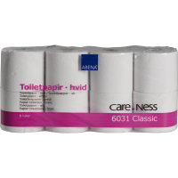 Toiletpapir, ABENA Care-Ness Classic, 2-lags, 50m x 9,6cm , Ø11,5cm, hvid, 100% genbrugspapir