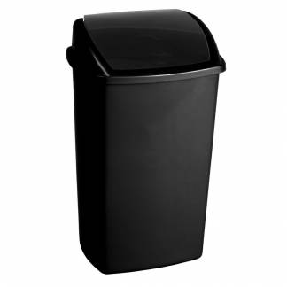 Affaldsspand, V-Part, sort, plast, 50 l, med sving låg, forberedt til vægmontering