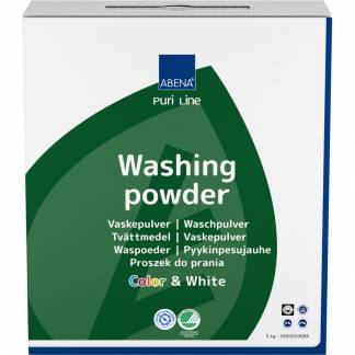 Vaskepulver, ABENA Puri-Line, kulørt og hvidt, uden farve og parfume, 5 kg