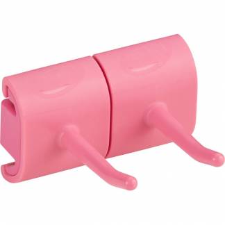 Vægophæng til redskaber, Vikan, 8,3x7,8x4,8cm, lyserød, PP/TPE, dobbeltkrogs modul *Denne vare tages ikke retur*