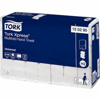 Håndklædeark, Tork H2 Universal, 2-lags, Z-fold, 25,5x19,6cm, 8,5 cm, hvid, genanvendt papir