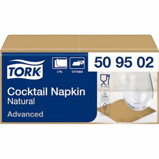 Frokostserviet, Tork Advanced, 1/4 fold, 24x24cm, natur, genanvendt papir