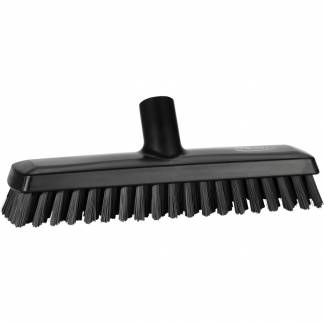 Gulvskrubbe med vandgenneml&oslash;b, Vikan, 27x7,5x9,5cm, sort, polyester/PP/rustfrit st&aring;l, meget stiv