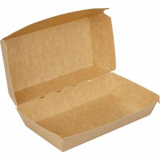 Takeaway boks, ABENA Gastro, 19,5x10,5x8cm, 1600 ml, brun, kraft/PE *Denne vare tages ikke retur*