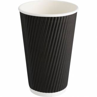 Kaffeb&aelig;ger, ABENA Gastro, 13,4cm, &Oslash;9cm, 48 cl, 48 cl, sort, pap/PE, 16 oz, ripple wall