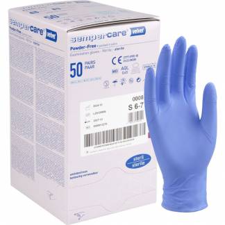 Steril undersøgelseshandske, Sempercare Velvet, S, lavendelblå, nitril, pudderfri *Denne vare tages ikke retur*
