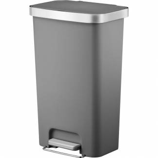 Pedalspand, EKO Hana, grå, plast/rustfrit stål, 1-rums, 45 l, med hjul og softclose