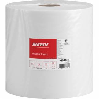 Værkstedsrulle, Katrin Plus, 1-lags, 1230m x 23cm, Ø38,5cm, hvid, nyfiber