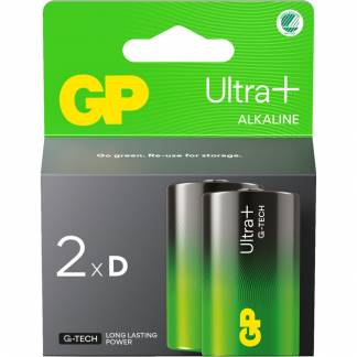 Batteri, GP Ultra Plus, Alkaline, D, 2-pak