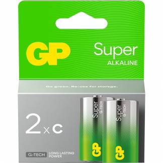 Batteri, GP Super, Alkaline, C, 2-pak