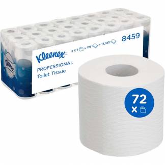 Toiletpapir, Kimberly-Clark Kleenex, 3-lags, 24,38m x 9,38cm, Ø10,4cm, hvid, blandingsfibre