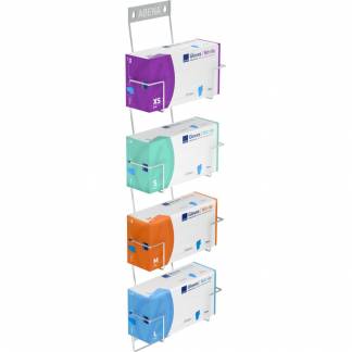 Handskestativ, ABENA Flexi rack, 12,5cm x 260x830mm, sølv, rustfrit stål, til 4 æsker, justerbar