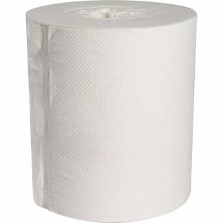 Håndklæderulle, ABENA Care-Ness Excellent, 2-lags, Midi, 153m x 19,6cm, Ø19,5cm, hvid, nyfiber, uden hylse
