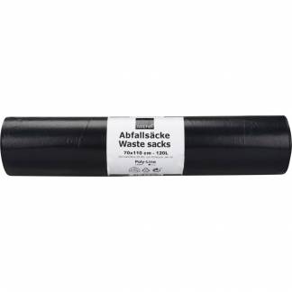 Sæk, ABENA Poly-Line, 120 l, sort, LDPE, 70x110cm