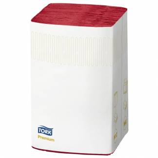 Dispenserserviet, Tork Premium N4, 2-lags, interfold, 21,3x16,5cm, bordeaux, nyfiber