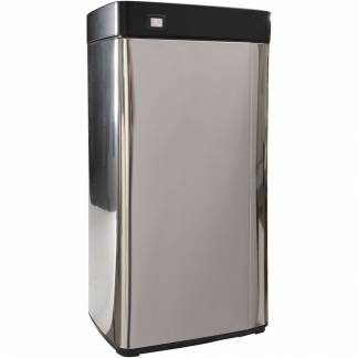 Affaldsspand, stål, rustfrit stål, 45 l, sort låg, med sensorfunktion