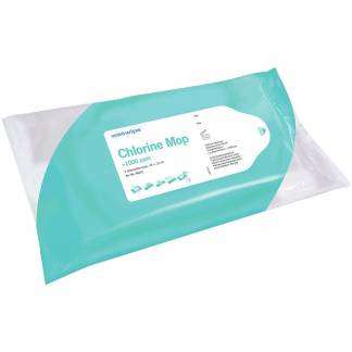 Engangsmoppe, Wet Wipe, 45x13cm, hvid, med 1000-1200 ppm aktivt klor, uden farve og parfume