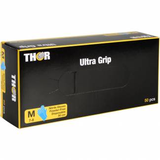 Engangshandske, THOR Ultra Grip Long, M, mørkeblå, nitril, fish scale-textured, pudderfri *Denne vare tages ikke retur*