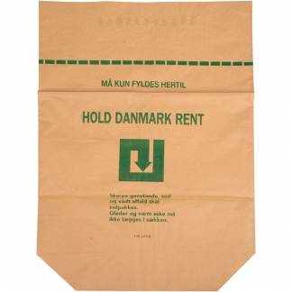 Papirsæk, 2-lags, 110 l, brun, papir, 70x100+25cm, med PE-belægning