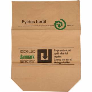 Papirsæk, 1-lags, 110 l, brun, papir, 70x95+25cm, med tryk