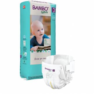 Børneble, tapeble, miljømærket, Bambo Nature, 3, tall pack, 4-8 kg