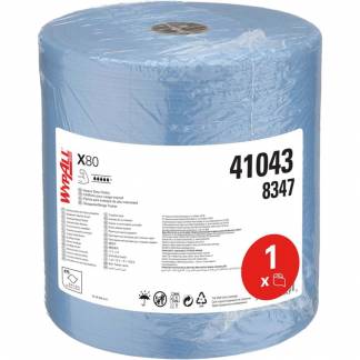 Industriaftørring, Kimberly-Clark Wypall X80, 1-lags, 161,5m x 31,5cm , Ø30cm, blå