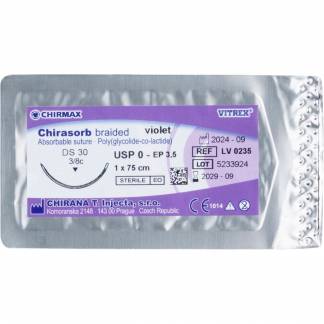 Sutur, Chirasorb, 75cm, violet, Polyglactin 910, USP 0, DS 30mm, resorberbar, violet, steril, engangs *Denne vare tages ikke retur*