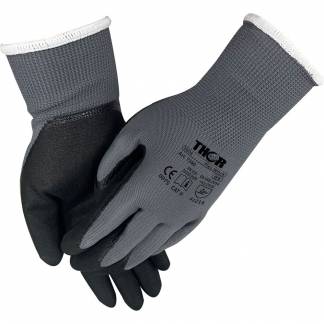 Fingerdyppet nitrilhandske, THOR Flex Work, 10, sort, nitril/polyester, Sandy nitrilbelægning